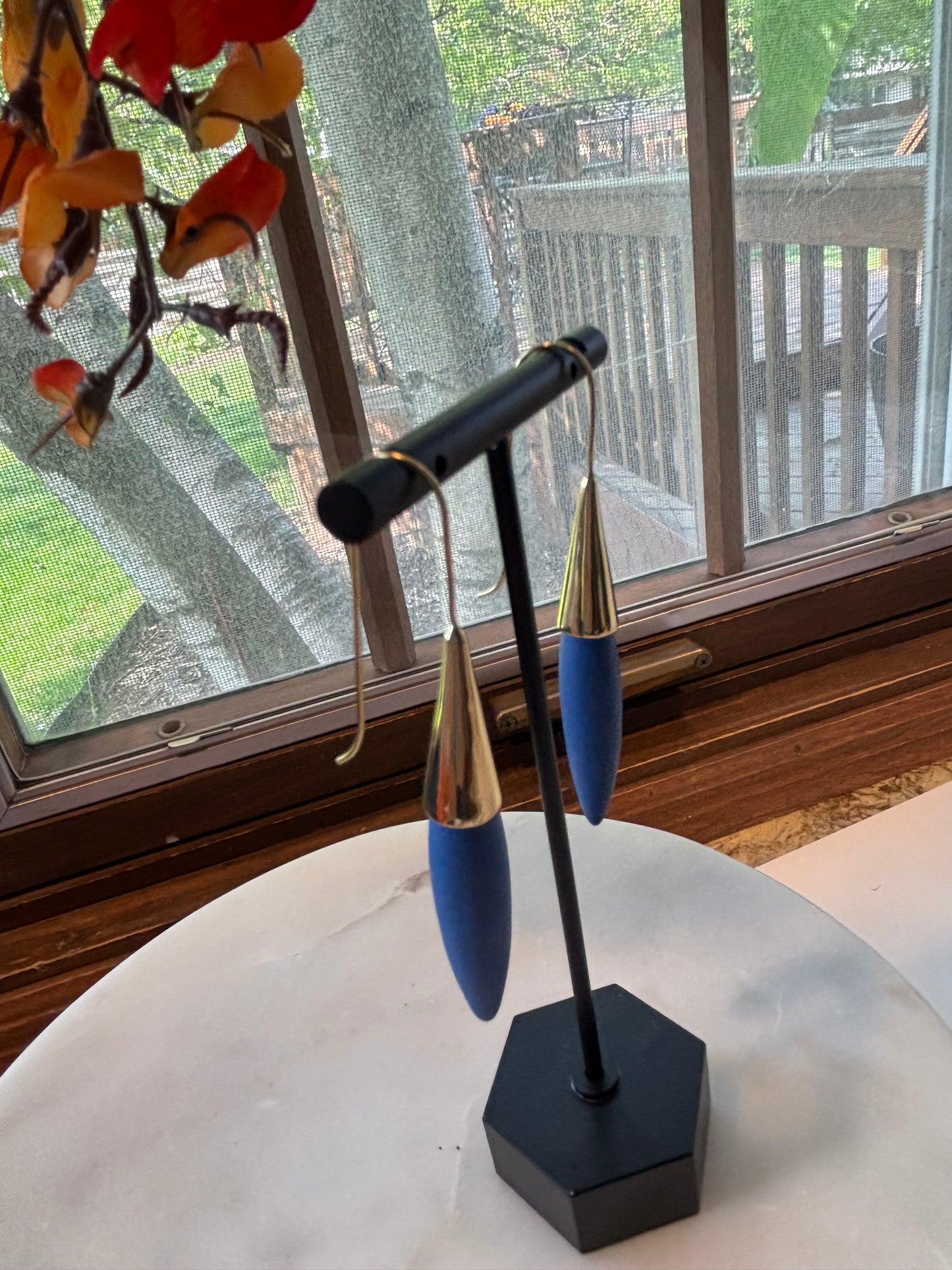 Ceramic Blue Spike Earrings