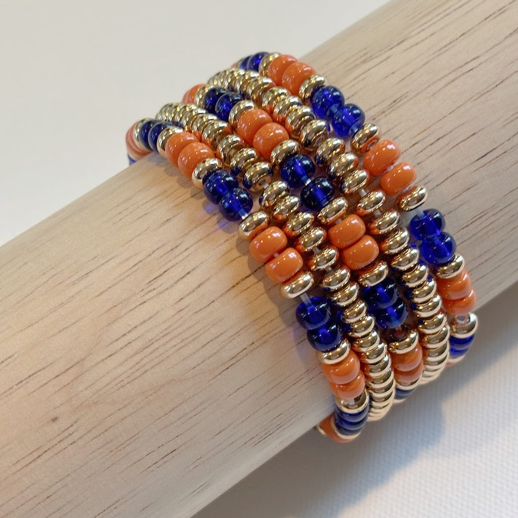 Orange, Blue and Gold Bracelet Set
