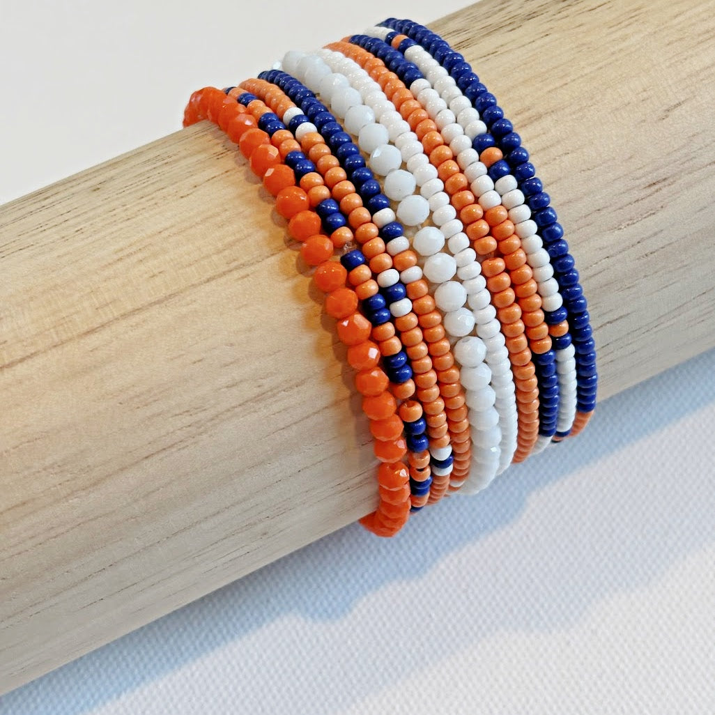 Bracelet set in Orange, Blue and White