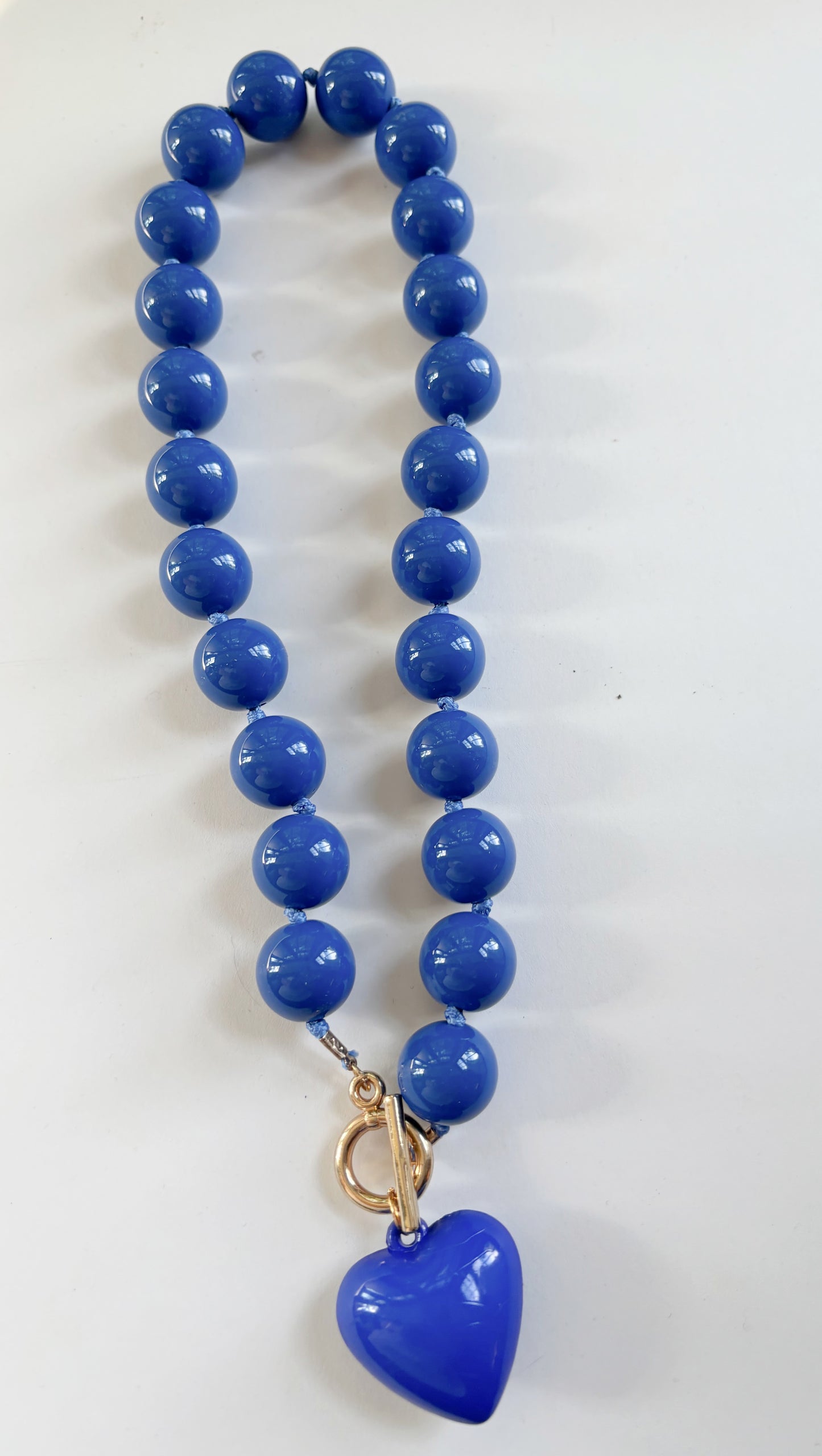 Blue Beaded Heart Necklace