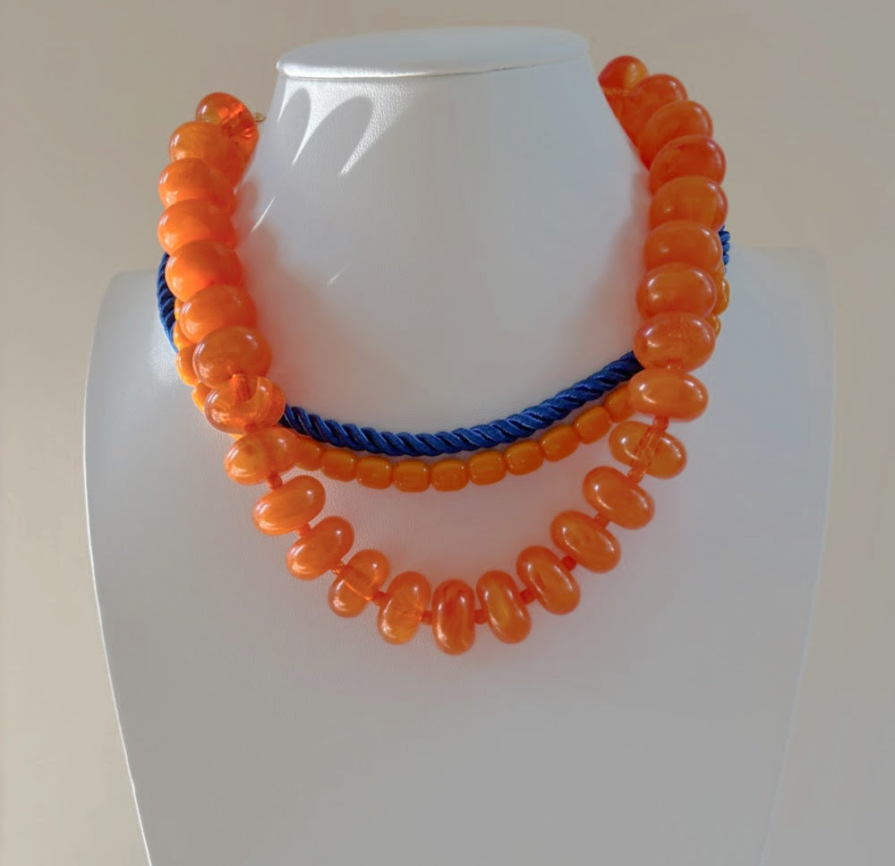Large Orange Beaded Necklace
