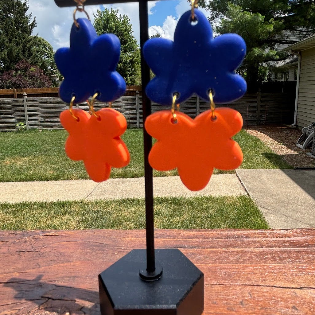Blue and Orange Gameday Earrings