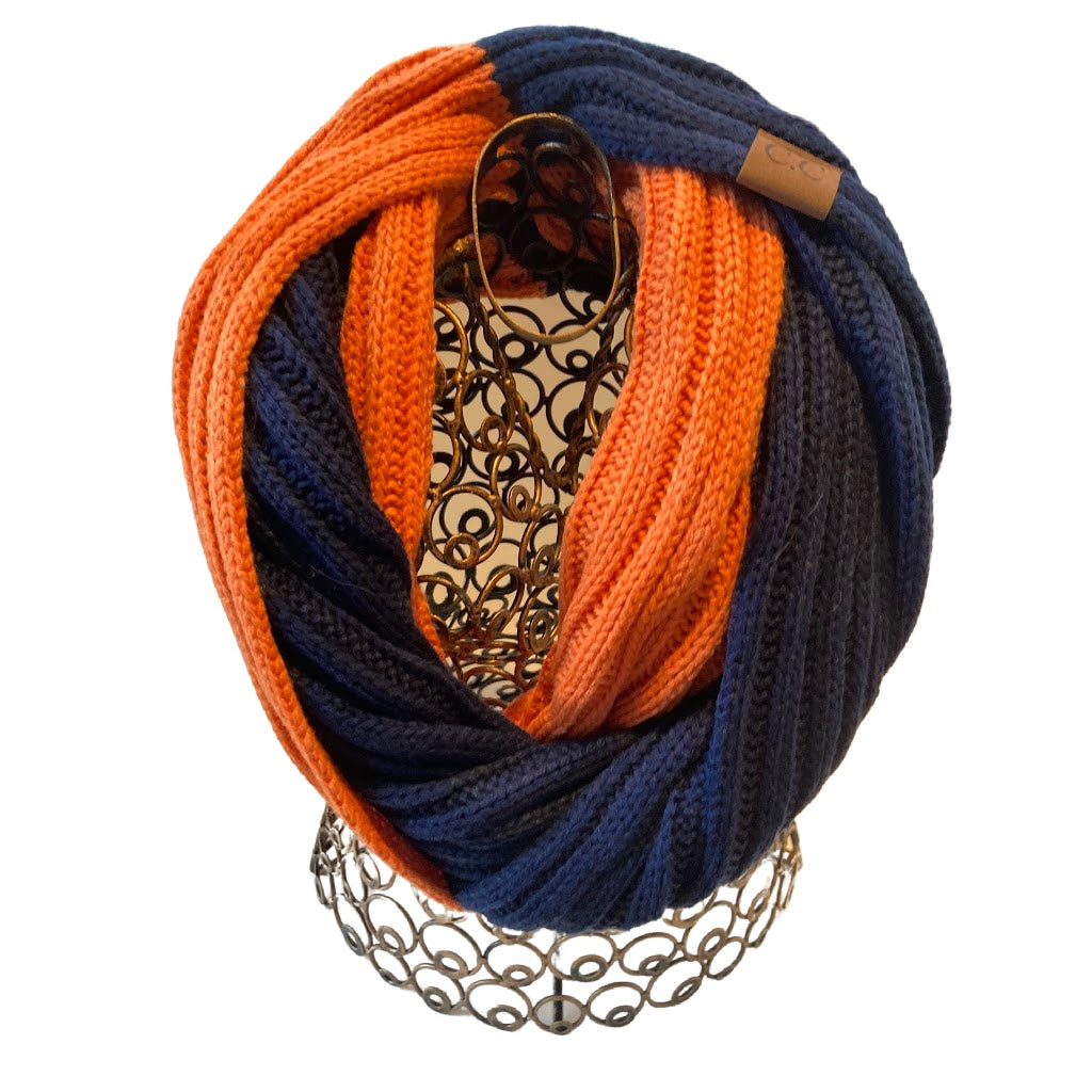 Orange and Blue Winter Infinity Scarf