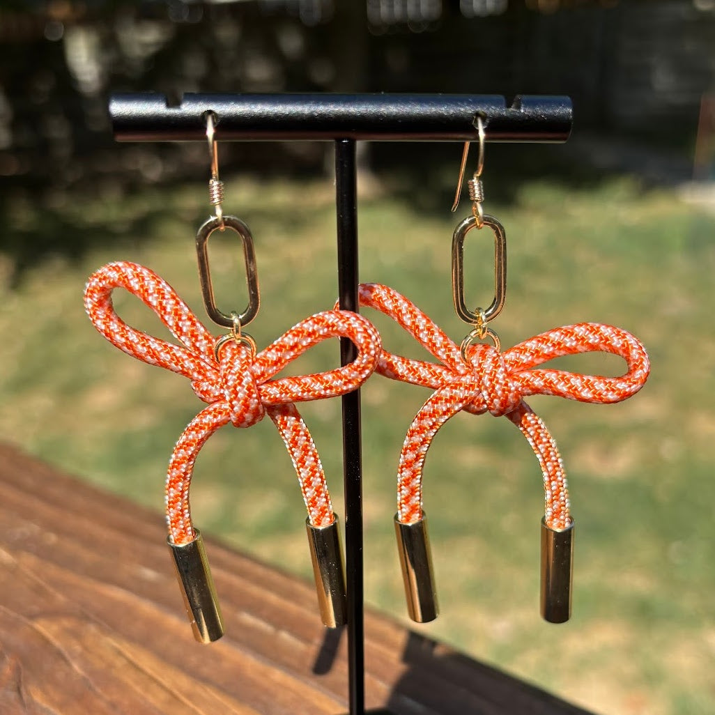 Orange and White Cord Earrings