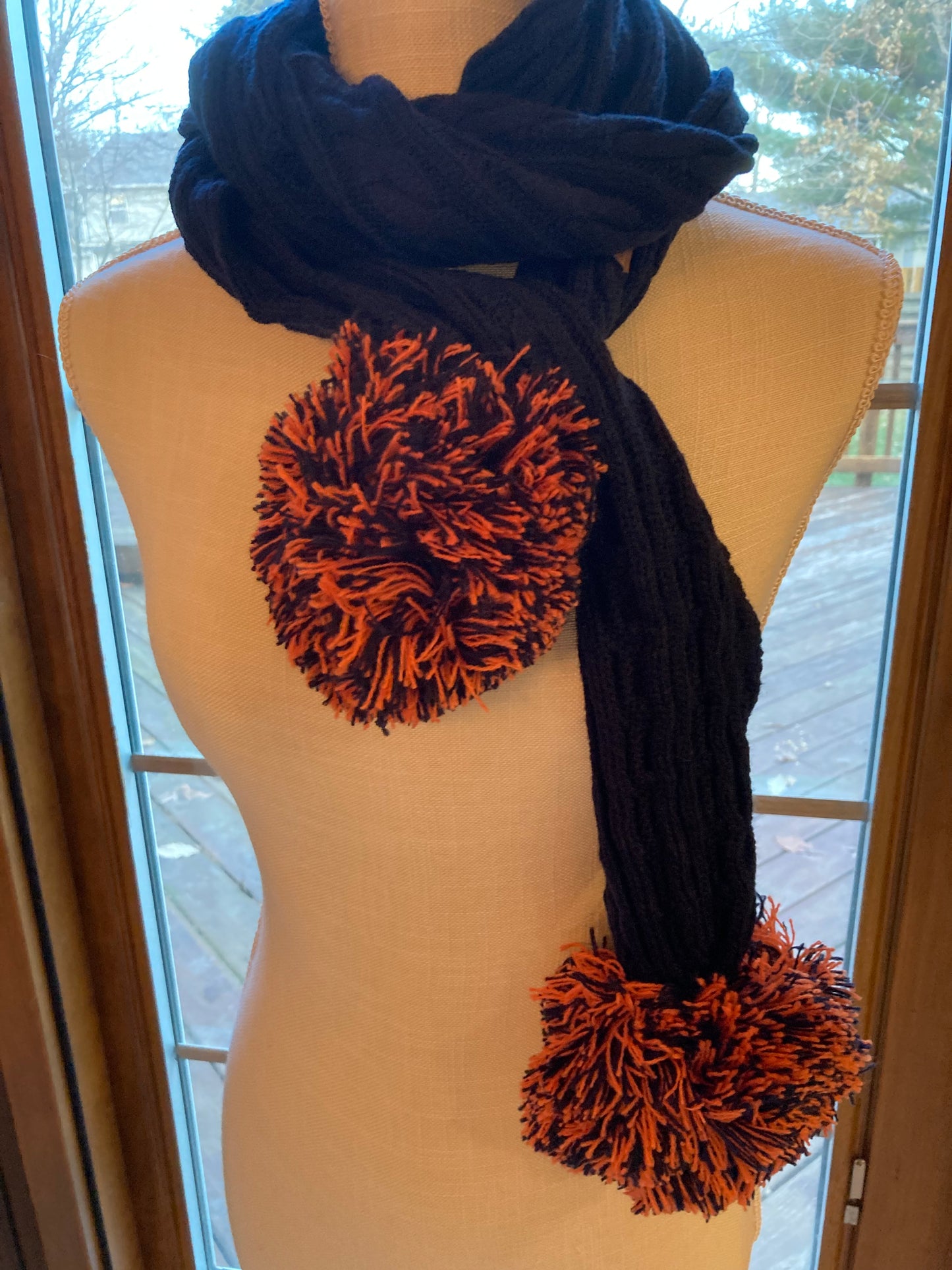 Twin pom pom scarf