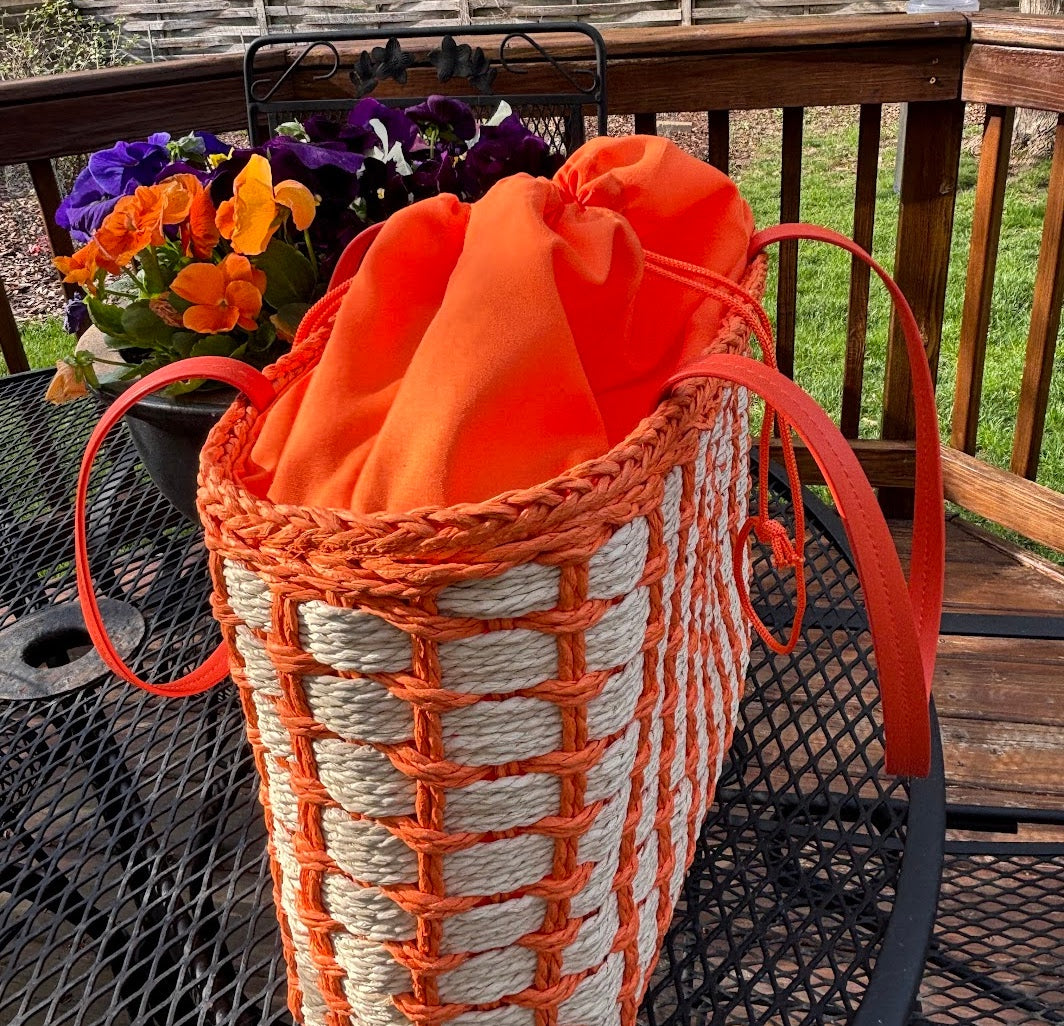 Orange Raffia Purse