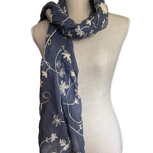 Blue Embroidered Wrap