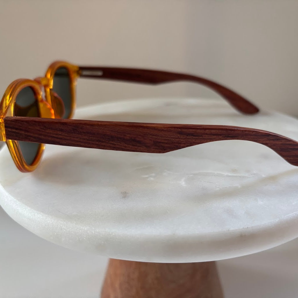 Polarized Orange Acetate and Wood Sunglasses