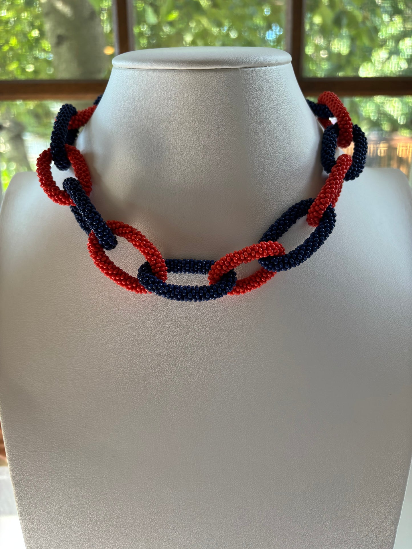 Orange and Blue Link Necklace