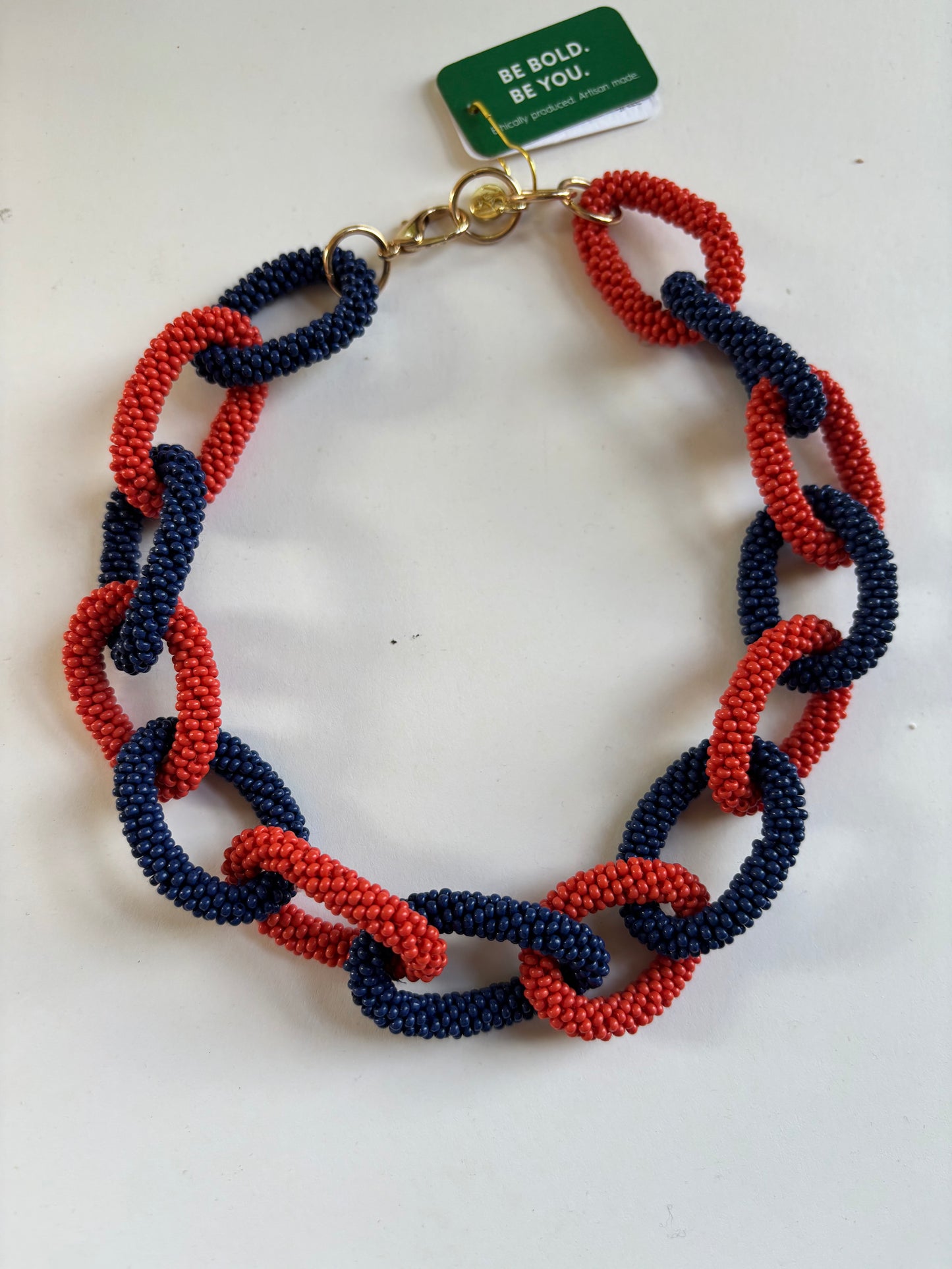 Orange and Blue Link Necklace