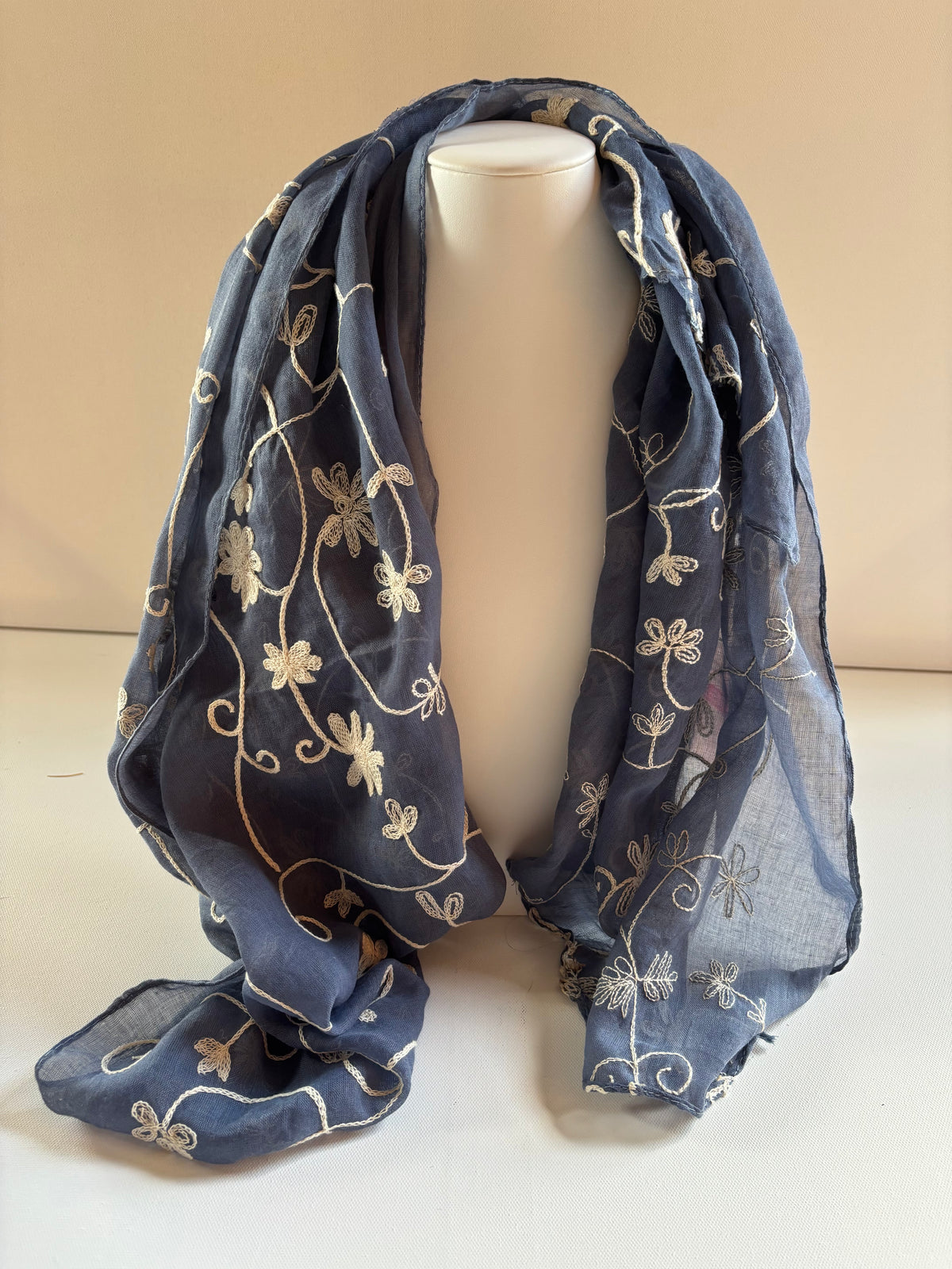 Blue Embroidered Wrap