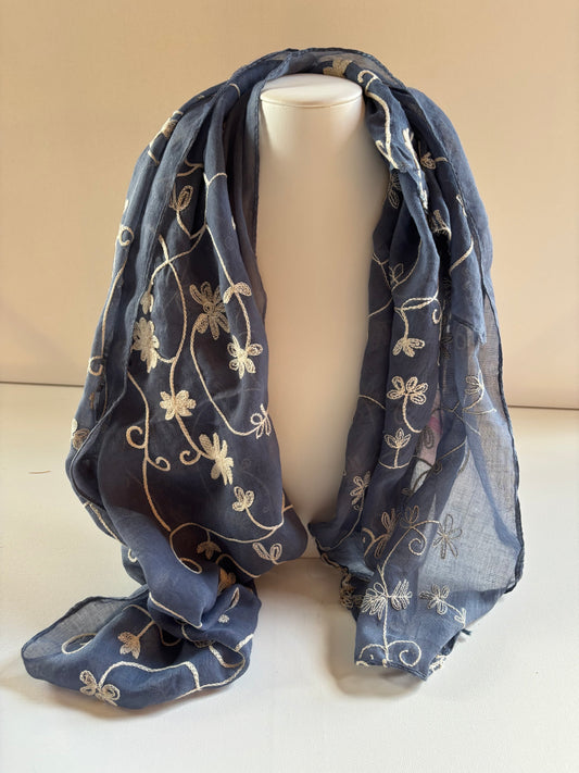 Blue Embroidered Wrap