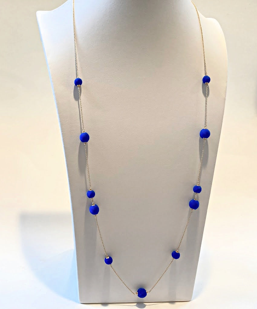 Blue Silk Bead Necklace