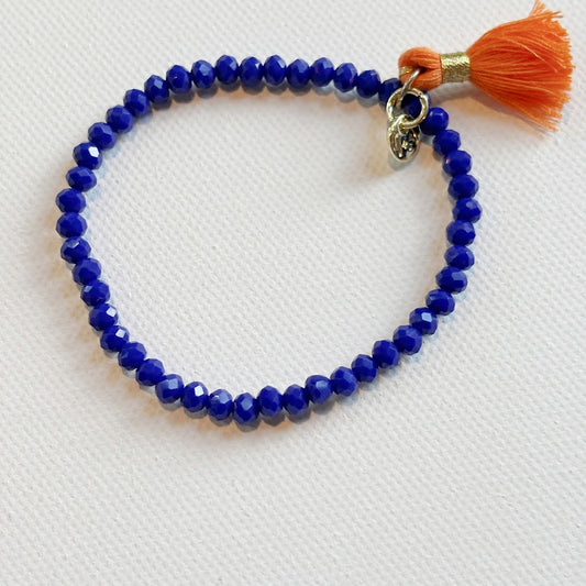 Blue and Orange Tassel Bracelet