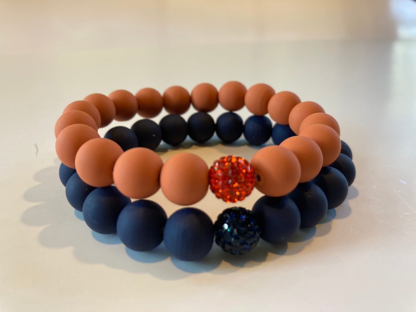 Classy orange and blue bracelets