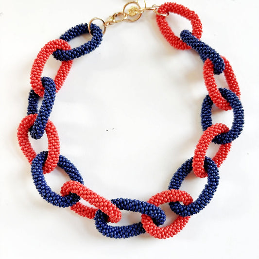 Orange and Blue Link Necklace