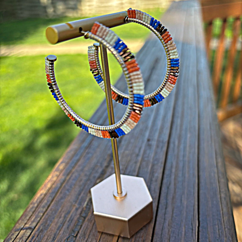 Checkered Beaded Hoops