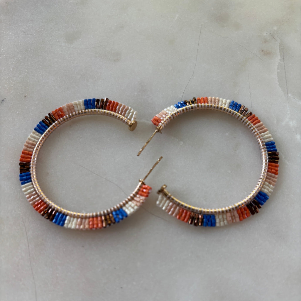 Checkered Beaded Hoops
