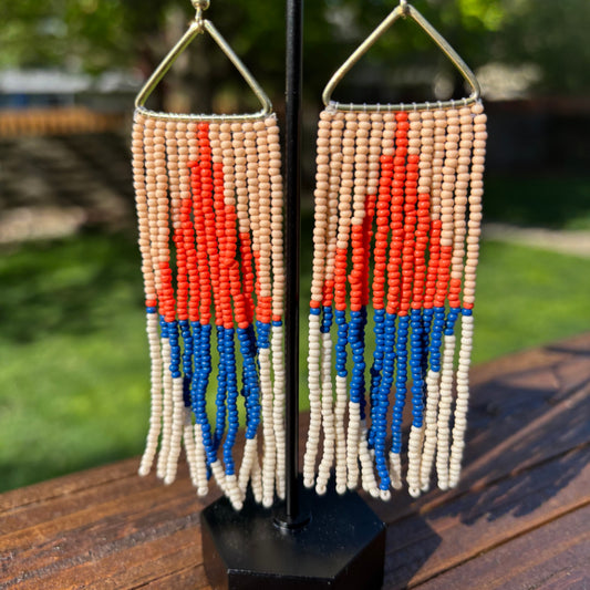 Geometric Beaded Fringe Earrings
