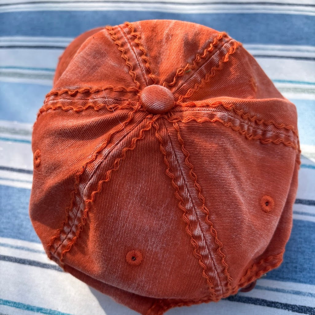 Bejeweled Distressed Orange Cap