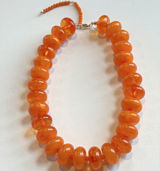 Large Orange Beaded Necklace