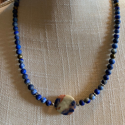 Orange and Blue Focal Stone Necklace