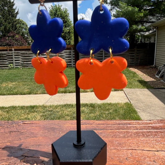 Blue and Orange Gameday Earrings