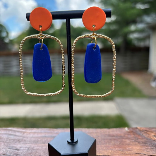 Blue and Orange Earrings