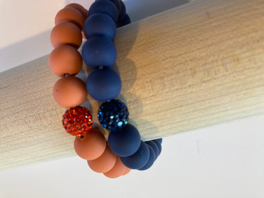 Classy orange and blue bracelets