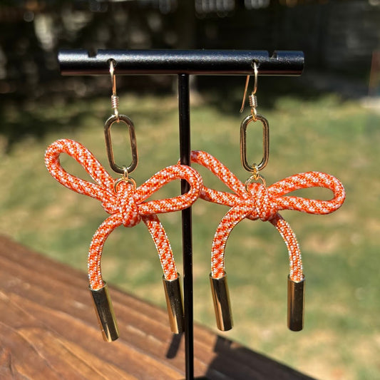 Orange and White Cord Earrings
