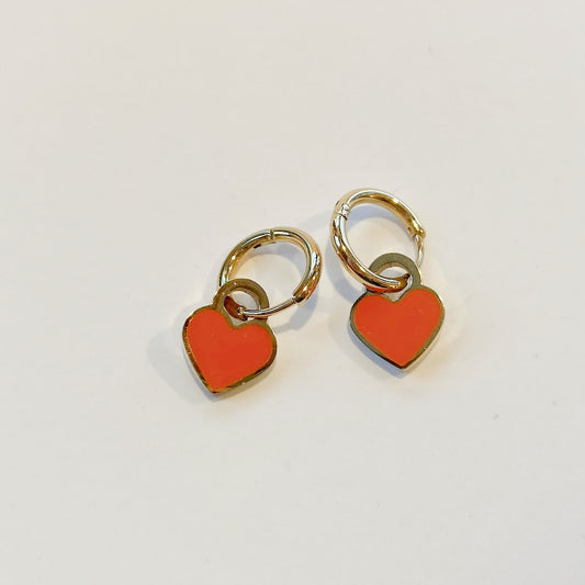 Orange Heart Earrings