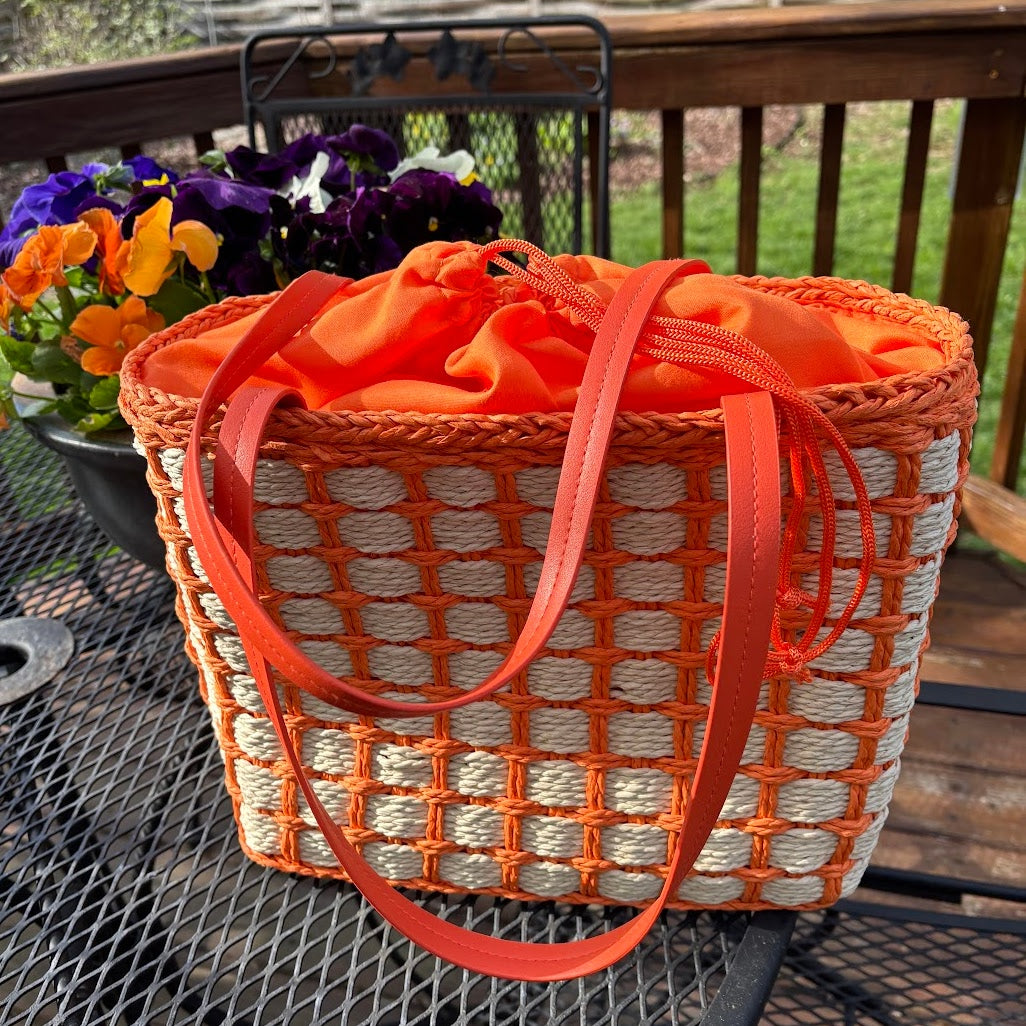 Orange Raffia Purse