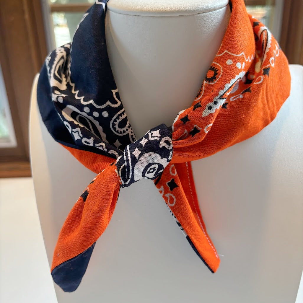 Orange and Blue Two-tone Bandana