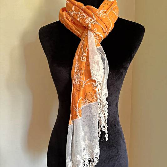Orange Floral Scarf