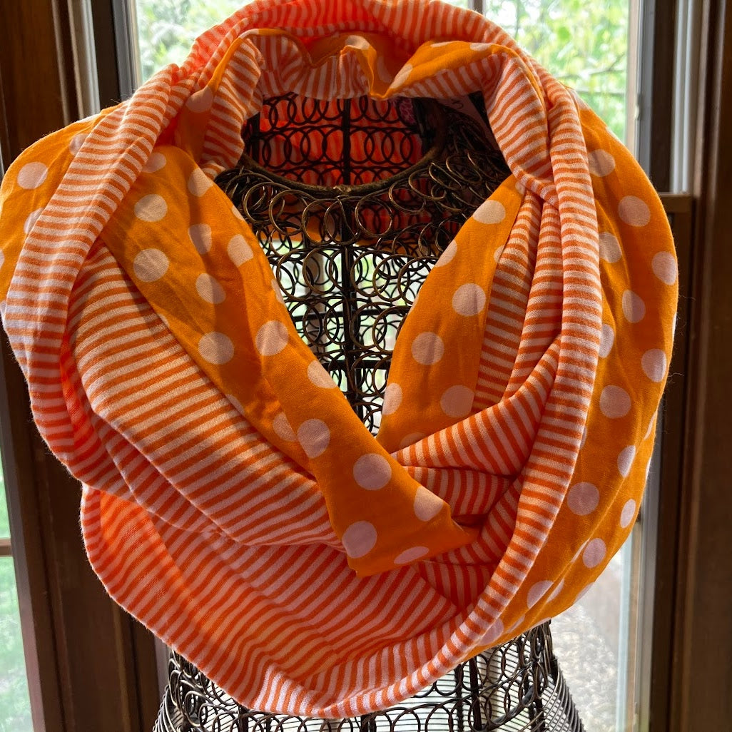 Orange Polka Dot Infinity Scarf