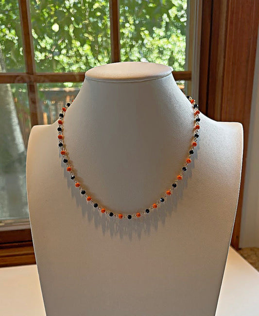 Petite Orange and Blue Necklace