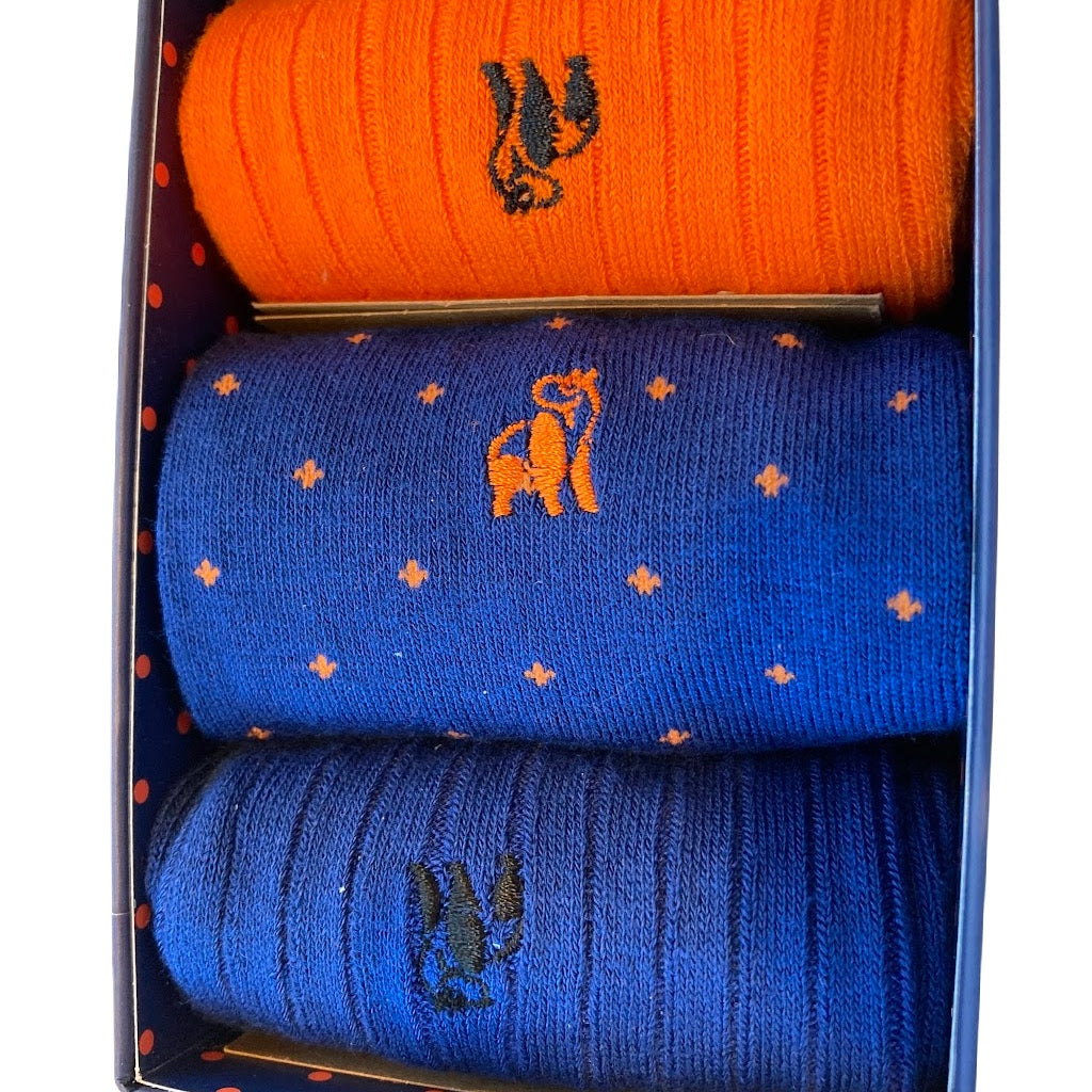 Orange and Blue bamboo sock set