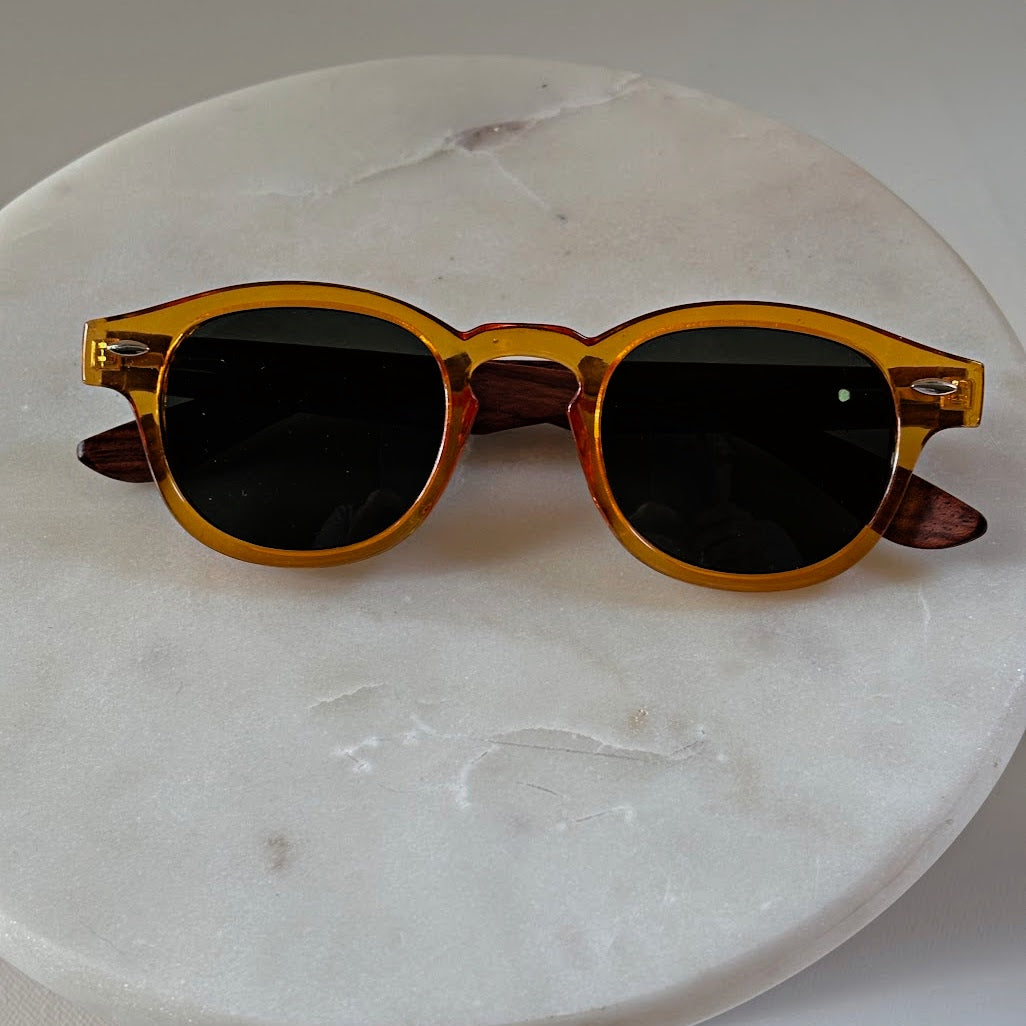 Polarized Orange Acetate and Wood Sunglasses