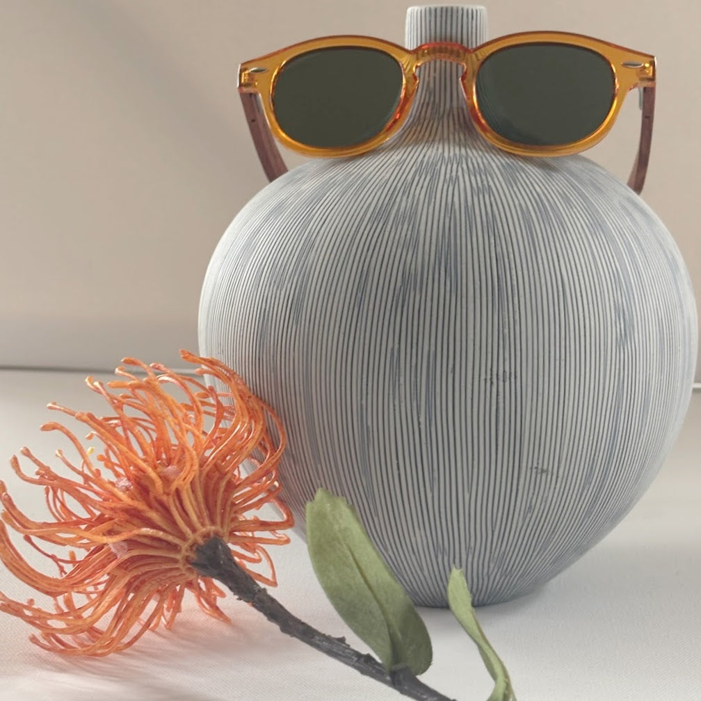 Polarized Orange Acetate and Wood Sunglasses